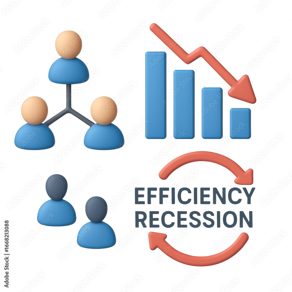 Poster efficiency recession concept. visual representation of a business concept with figures and graphs.