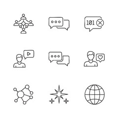 Fototapeta premium Set of nine communication and social media icons in a clean grid layout for digital use