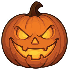 Fototapeta premium Jack-o'-lantern vector: halloween pumpkin face with playful grin and spooky glow