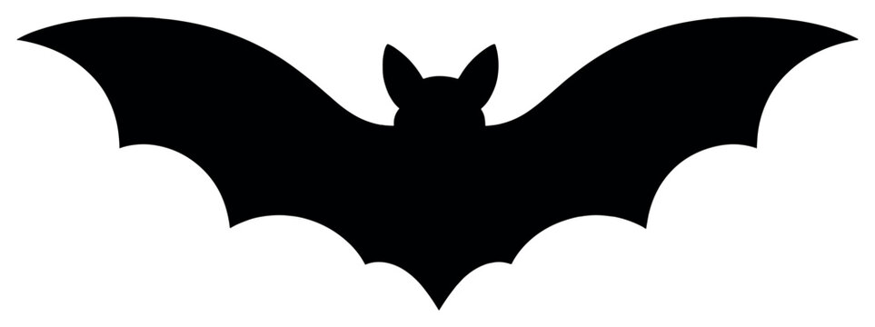 Bat silhouette vector for halloween | simple black bat design for spooky decorations