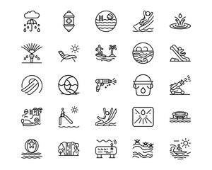 Water Park Line Vector Icons