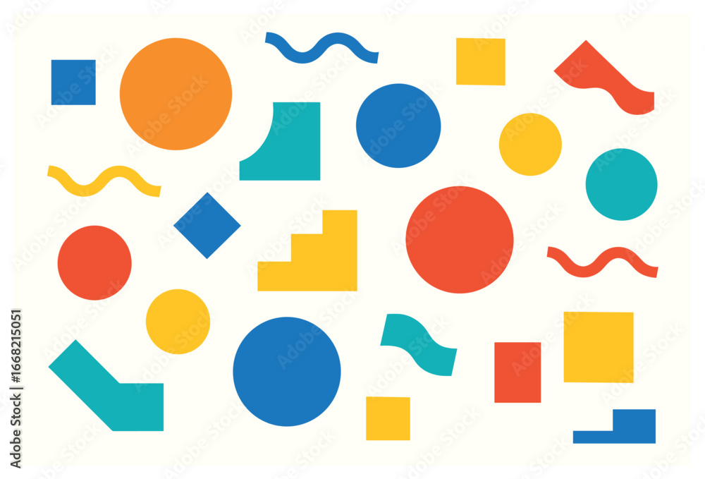 Poster geometric shapes vector: colorful abstract patterns for design and decoration