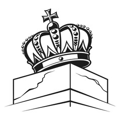 Ancient crown on marble block silhouette