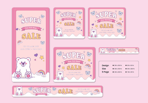 Doll Shop Social Media Banner Set for Sale
