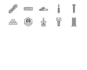 Construction Tools Line Vector Icons