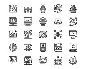 Digital Marketing Line Vector Icons