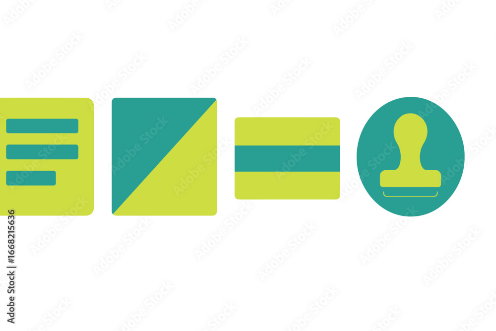 Poster abstract geometric shapes in yellow and teal with rounded corners for business concepts