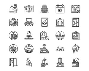 Hotel Management Line Vector Icons