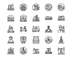 Petrol Industry Line Vector Icons