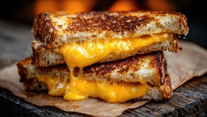 Grilled cheese sandwich with melted cheese