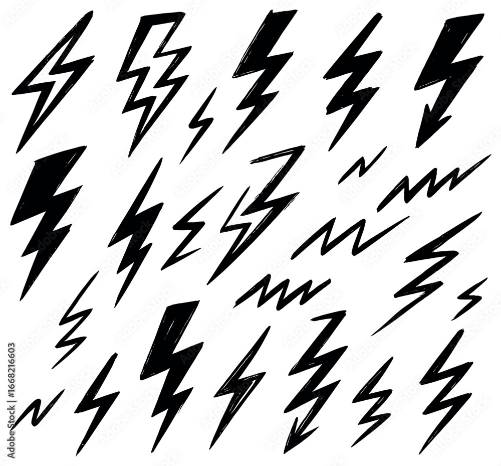 Poster dynamic lightning icons vector: electrifying bolt symbols for graphic and design projects