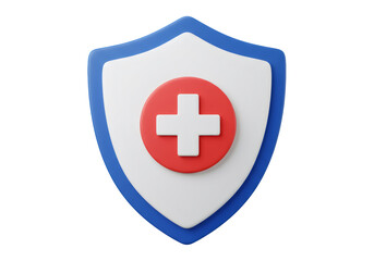 Obraz premium 白いシールドの赤い十字架と青い境界線 3Dグラフィック 透明背景