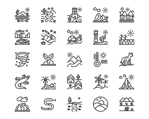 Desert Line Vector Icons