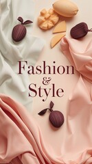 Vertical banner, wallpaper for social media of poster featuring the text Fashion Style in a sleek and sophisticated typeface, with smooth and stylish lines, set against a background