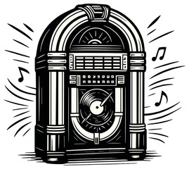 Retro jukebox vector icon for music and nostalgia-themed designs, perfect for vintage aesthetics