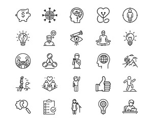 Fototapeta premium Life Skills Line Vector Icons