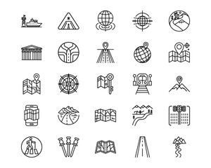Map and Navigation Line Vector Icons