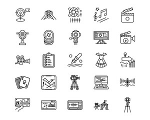Video Production Line Vector Icons