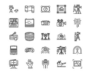 Video Production Line Vector Icons