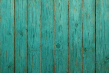 Fototapeta premium Teal Painted Wooden Planks with Visible Wood Grain and Vertical Lines background
