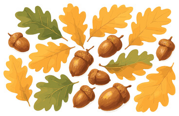 Autumn acorn arrangement vector for seasonal design, perfect for thanksgiving decor