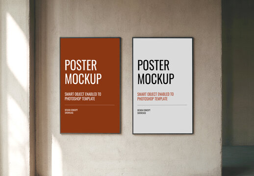 Minimalist Poster Mockup Set with Natural Light Shadows