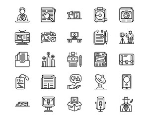 Journalism Line Vector Icons