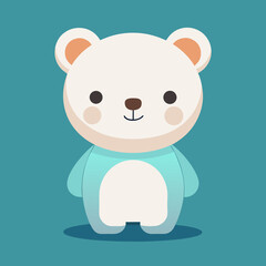 A cute teddy bear toy vector illustration of a happy cartoon baby animal with a heart