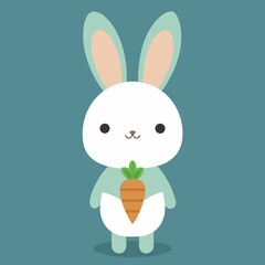 Easter bunny cartoon with carrot basket and egg illustration