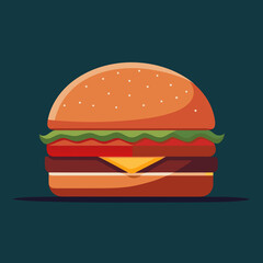 Big cheeseburger with lettuce tomato and onion on white background