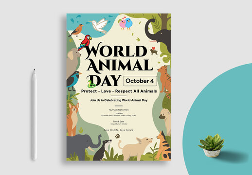 World Animal Day Event Flyer Layout