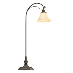  Classic floor lamp with elegant shade isolated on white background