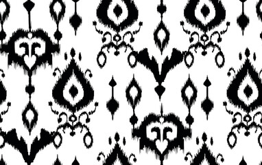stock photo high contrast black ethnic seamless pattern with ikat style design 