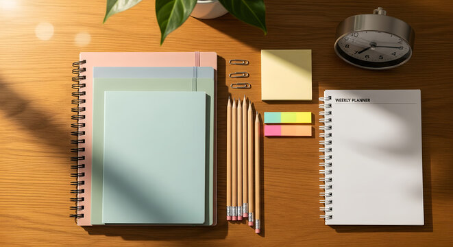 Back to School Desk Flat Lay with Study Supplies