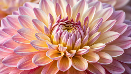 Fototapeta premium Extreme Close-up of a Pink and Yellow Dahlia Flower Petals bloom blossom