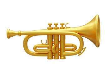 Fototapeta premium Golden Trumpet Musical Instrument Isolated on Transparent Background