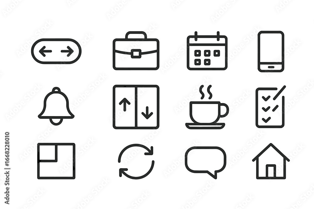 Poster task toggle icons. outline icon set of switching between work and personal tasks: task toggle, work 