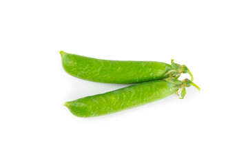 Fresh green pea pods with green peas isolated on white background. Sweet green peas. Green pea beans vegetables. Vegan. healthy vegetable