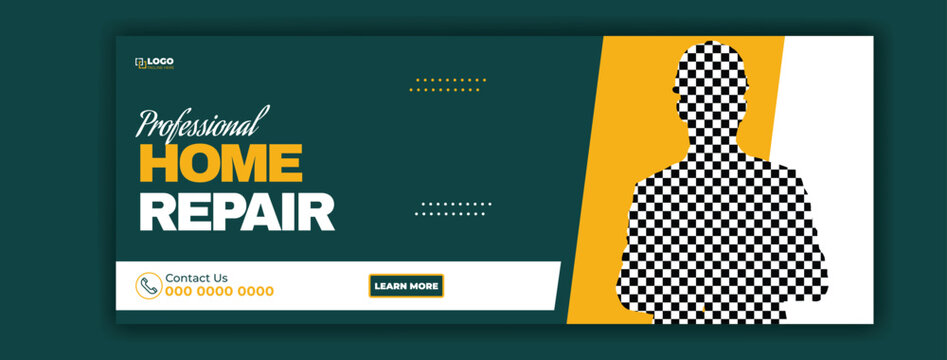 Professional Construction Agency Social Media Template with Two Image Placeholders