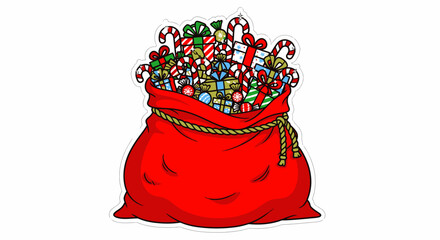 Santa's Christmas Sack Overflowing with Gifts and Candies
