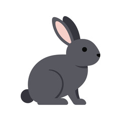 Cute grey rabbit illustration fluffy bunny pet animal farm mammal cartoon character isolated eps graphic
