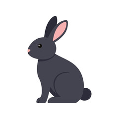 Black rabbit illustration cute bunny vector farm animal pet graphic easter symbol isolated eps