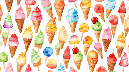 Simple Pattern of Colorful Ice Cream Cones