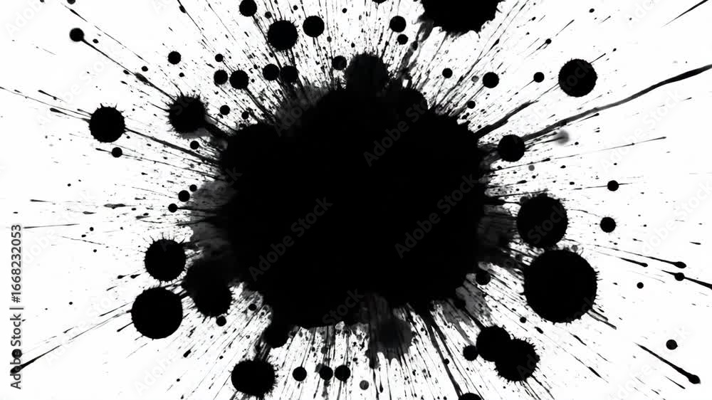 Aufkleber abstract ink splatter animation - a dynamic black and white animation featuring ink splatters spread