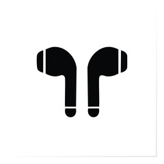 Black wireless earbuds icon audio electronic