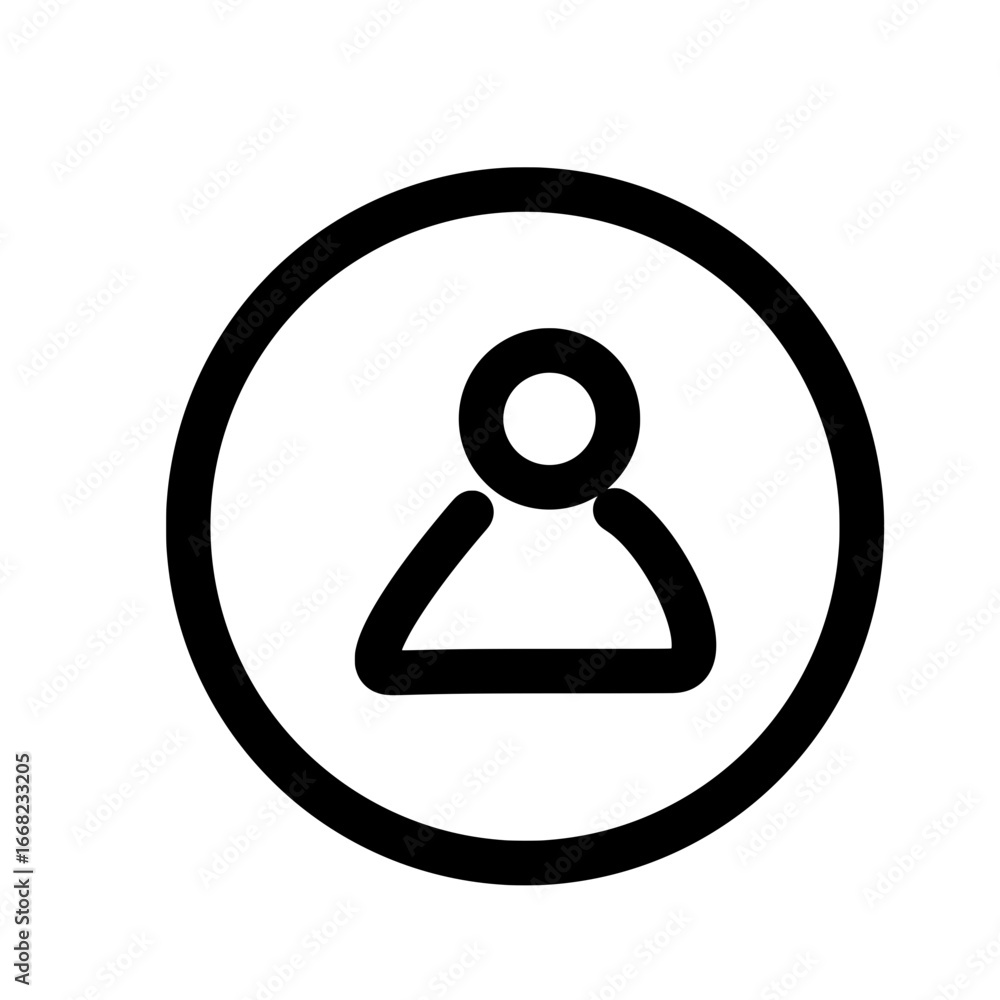 Aufkleber a simple black and white icon representing a person inside a circle, user profile representation gra