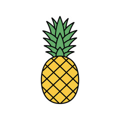 Vibrant pineapple illustration tropical fruit icon summer food graphic healthy eating isolated vector