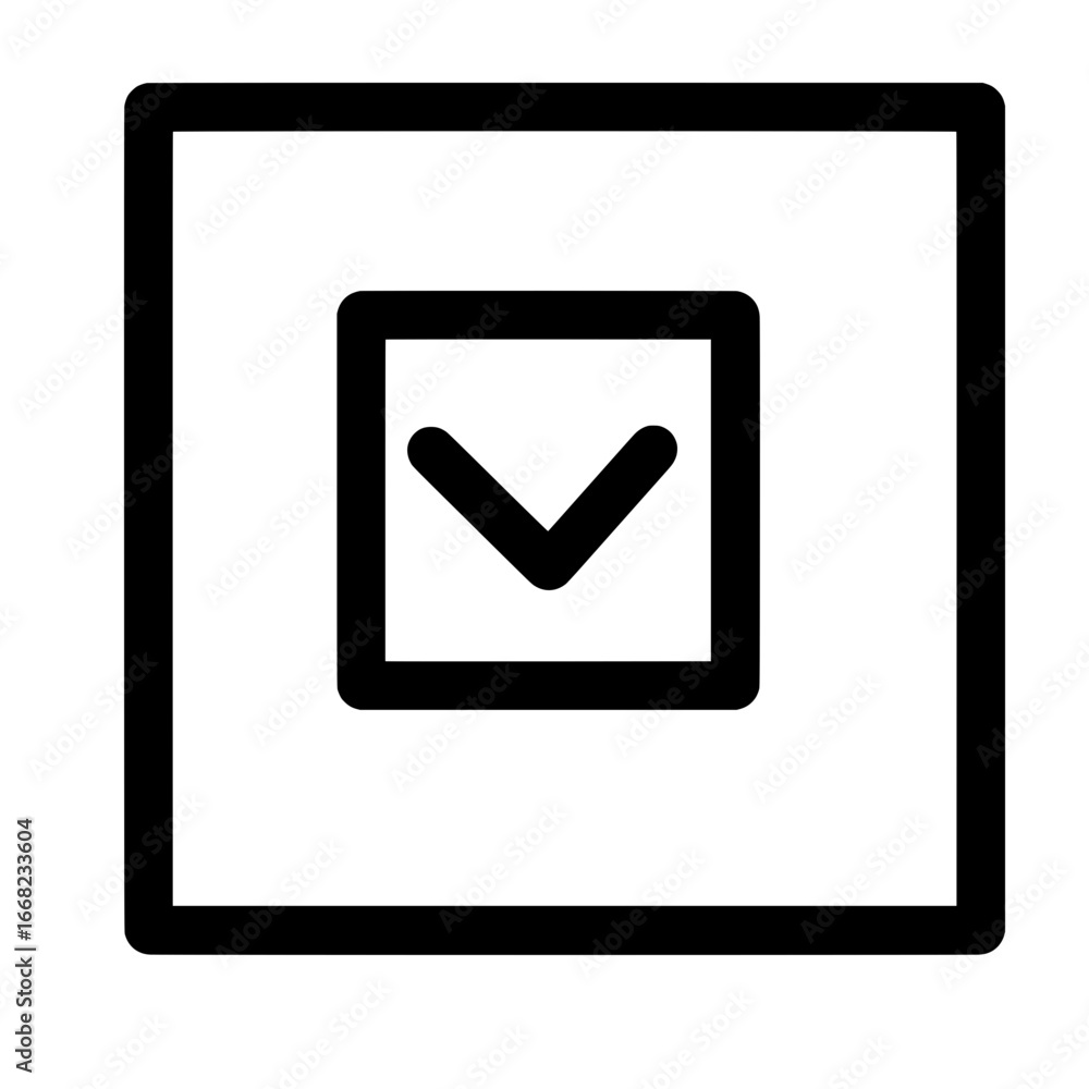 Aufkleber black outlined square containing a smaller square with a downward pointing arrow inside it icon