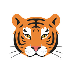 Vibrant tiger face illustration majestic big cat portrait wild animal art jungle icon