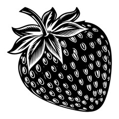 Strawberry Black white background.